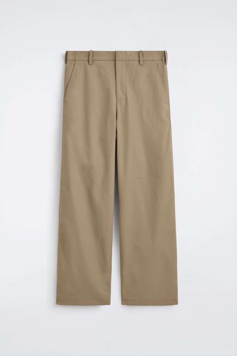 Cotton Wide-leg Pants, Alternate, color, DARK BEIGE