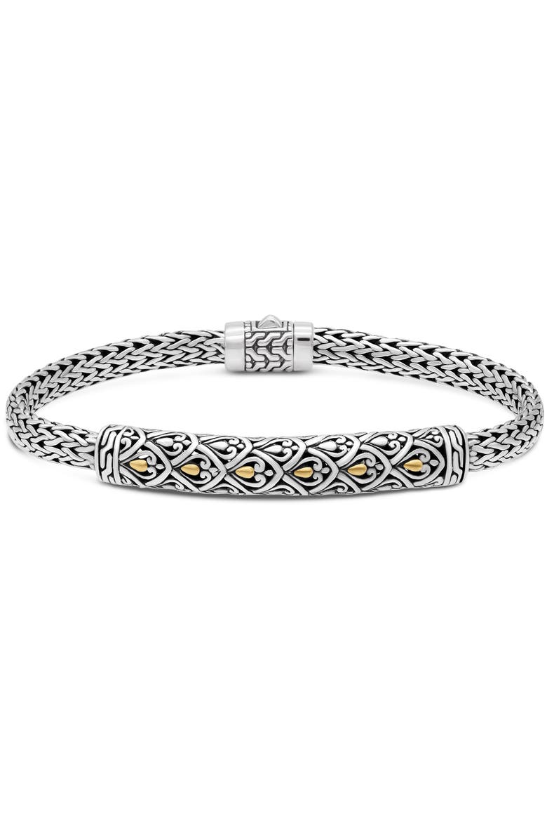 Dragon Skin Dragon Bone Chain Bracelet in Sterling Silver and 18K Gold Accents, Main, color, Silver