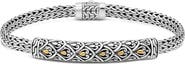 DEVATA Dragon Skin Dragon Bone Chain Bracelet in Sterling Silver and 18K Gold Accents