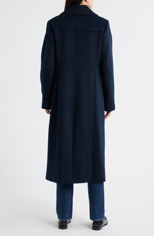Michael Kors Double Breasted Wool Blend Coat In Blue