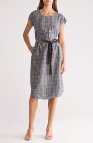 Theory Wrinkle Check Shift Dress