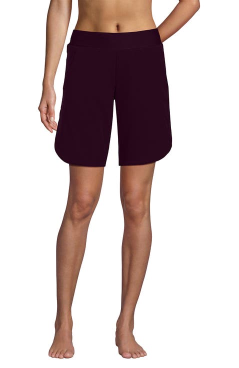 9" Quick Dry Elastic Waist Modest Board Shorts Swim Cover-up Shorts with Panty