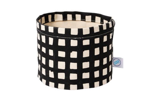 Dance Happy Grid Round Bin/canvas Planter In Black