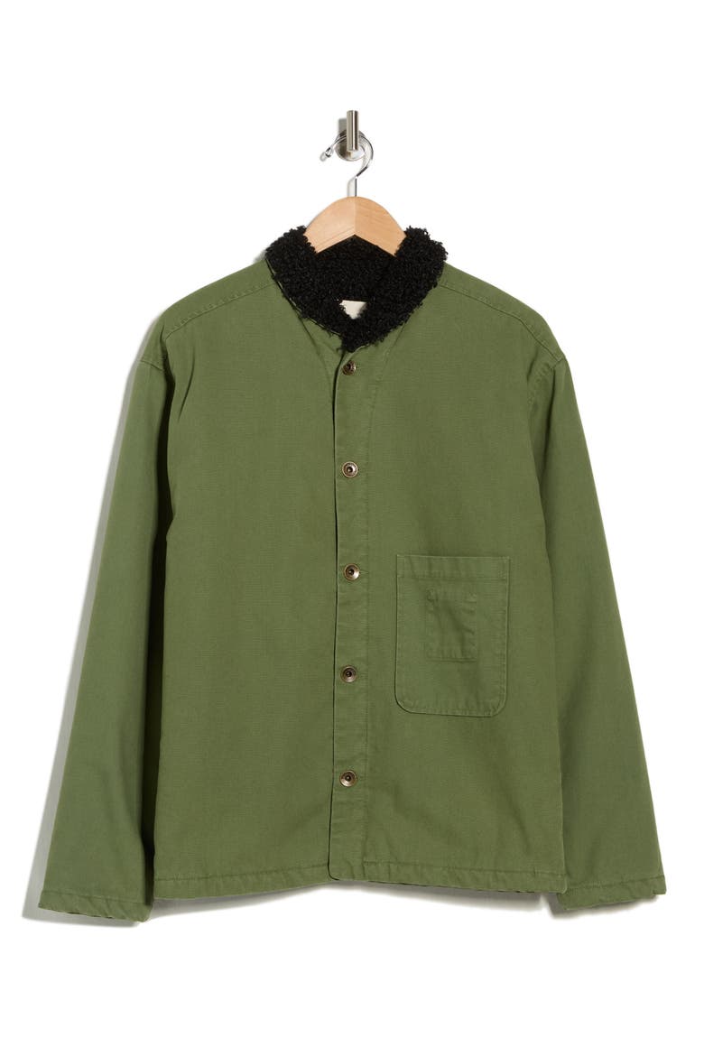 Shepherd's Organic Cotton Shirt Jacket with Faux Shearling Lining, Alternate, color, FATIGUE
