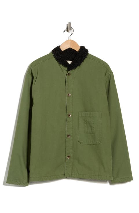 Shepherd's Organic Cotton Shirt Jacket with Faux Shearling Lining