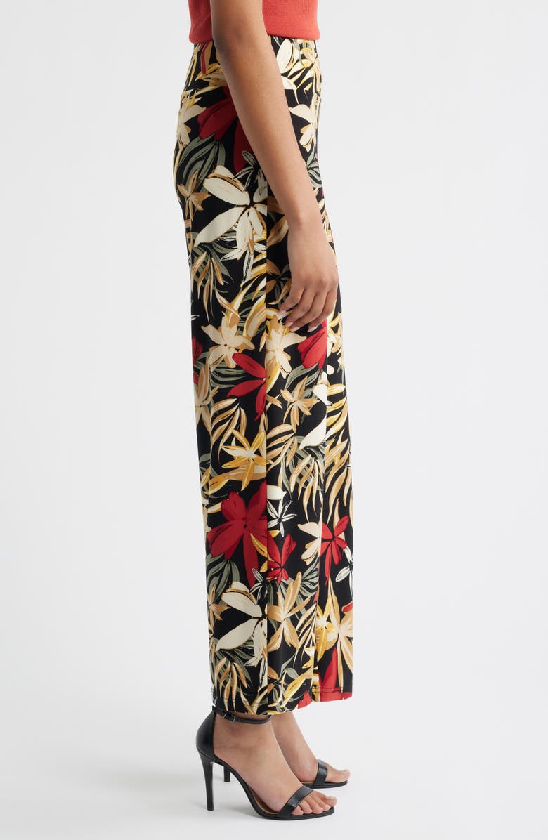 Anne Klein Floral High Waist Pull-On Wide Leg Pants, Alternate, color, 
