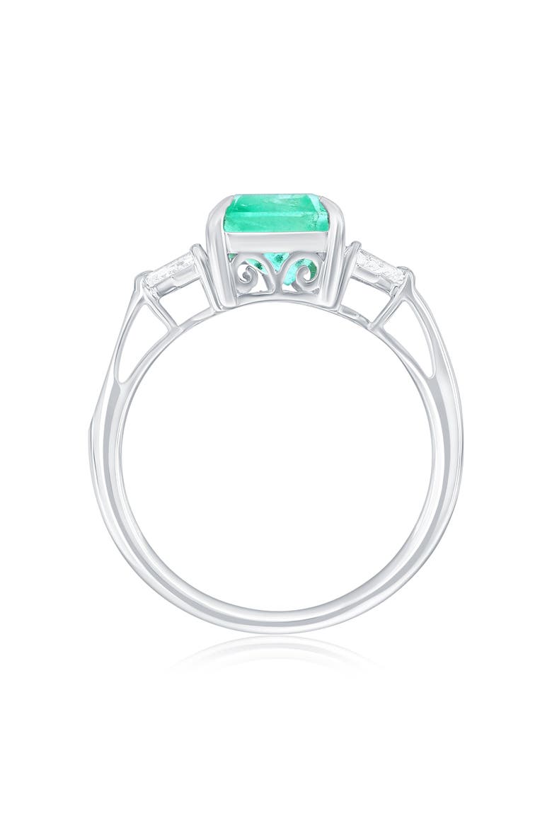 14K White Gold 3.22ct Emerald & 0.40cttw Diamond Ring, Alternate, color, Green