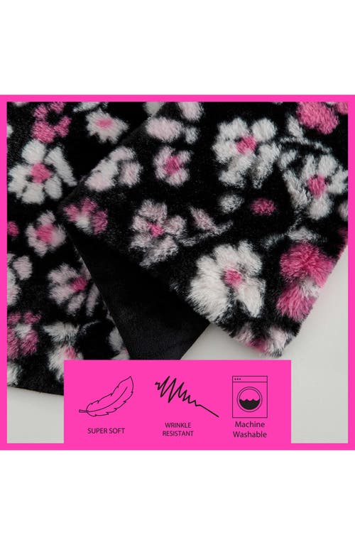 Betsey Johnson Leopard Rosettes Throw Blanket In Black