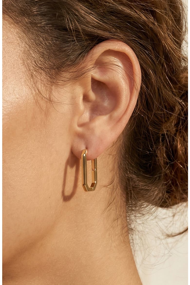 U-Hoop Earrings, Alternate, color, GOLD