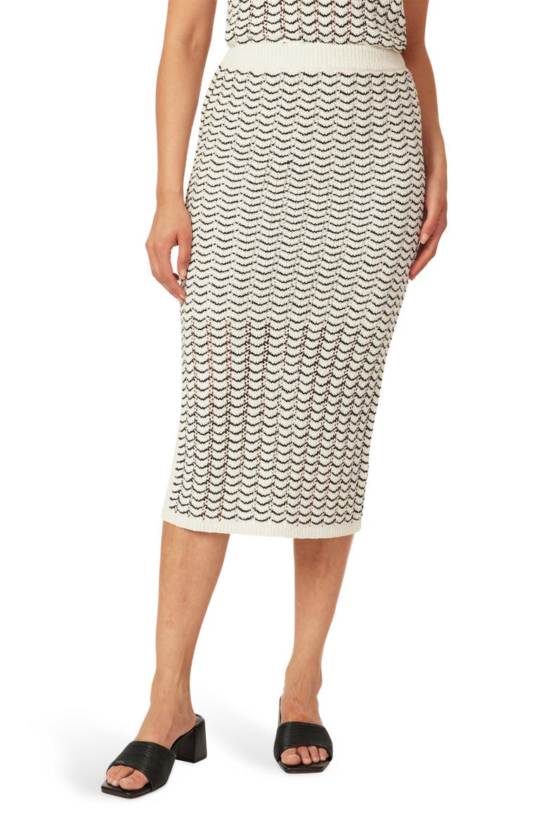 Scalloped Knit Pencil Sweater Skirt, Main, color, SUGAR SWIZZLE/ BLACK NIGHT