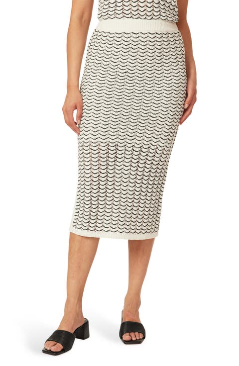 Scalloped Knit Pencil Sweater Skirt
