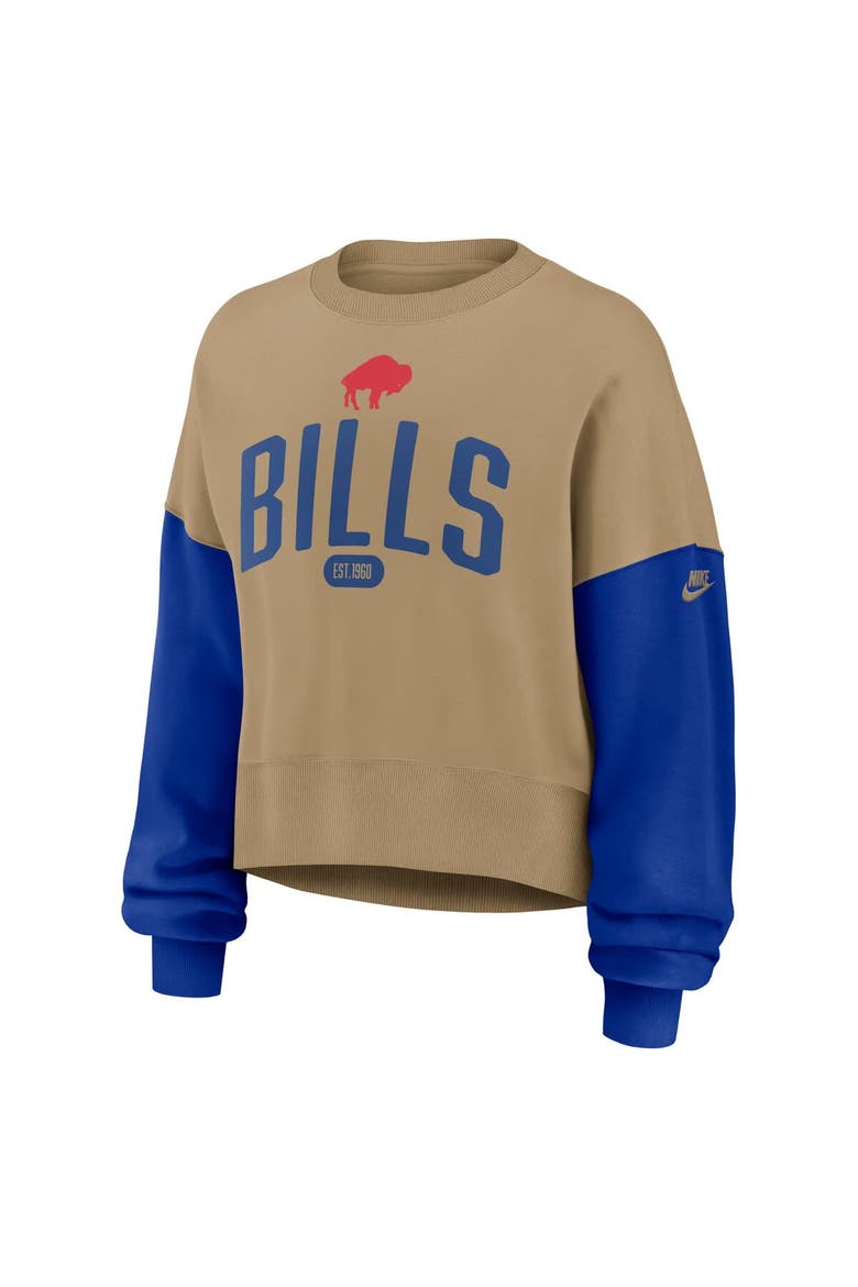 Women's Nike Tan Buffalo Bills Oversized Rewind Pullover Sweatshirt, Alternate, color, Tan
