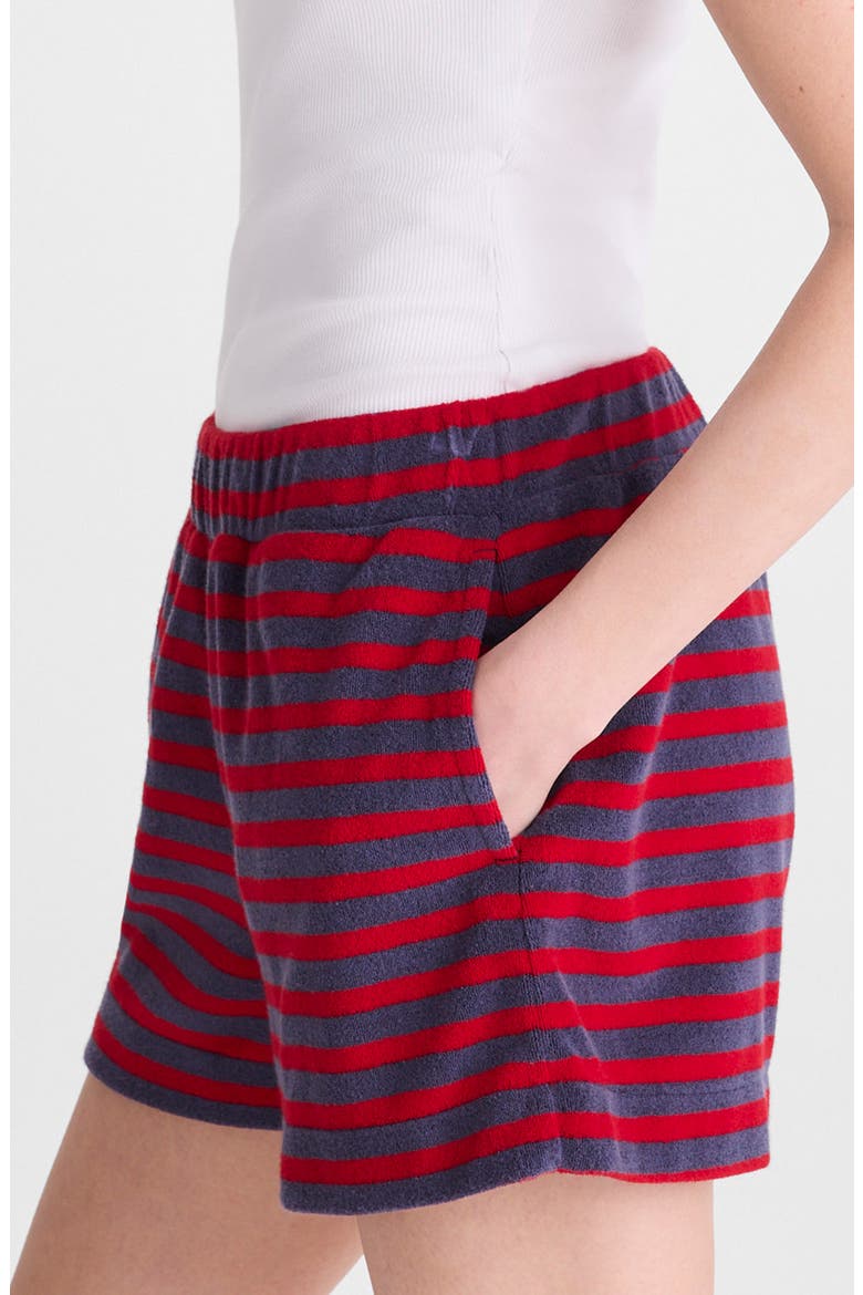 Terry Pull-On Shorts, Alternate, color, RED NAVY