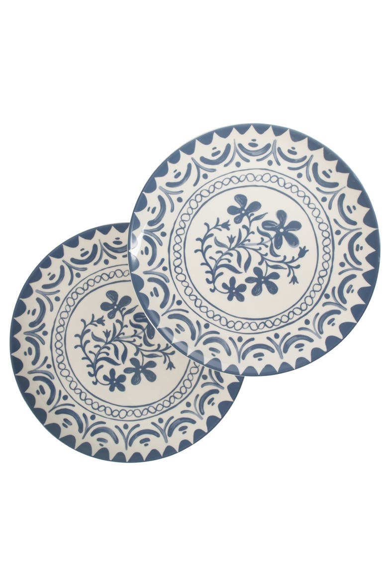 2-Time Oprah's Favorite Things Brand, Valencia Flor 2 Piece Stoneware Serving Platter Set, Main, color, Iris Blue