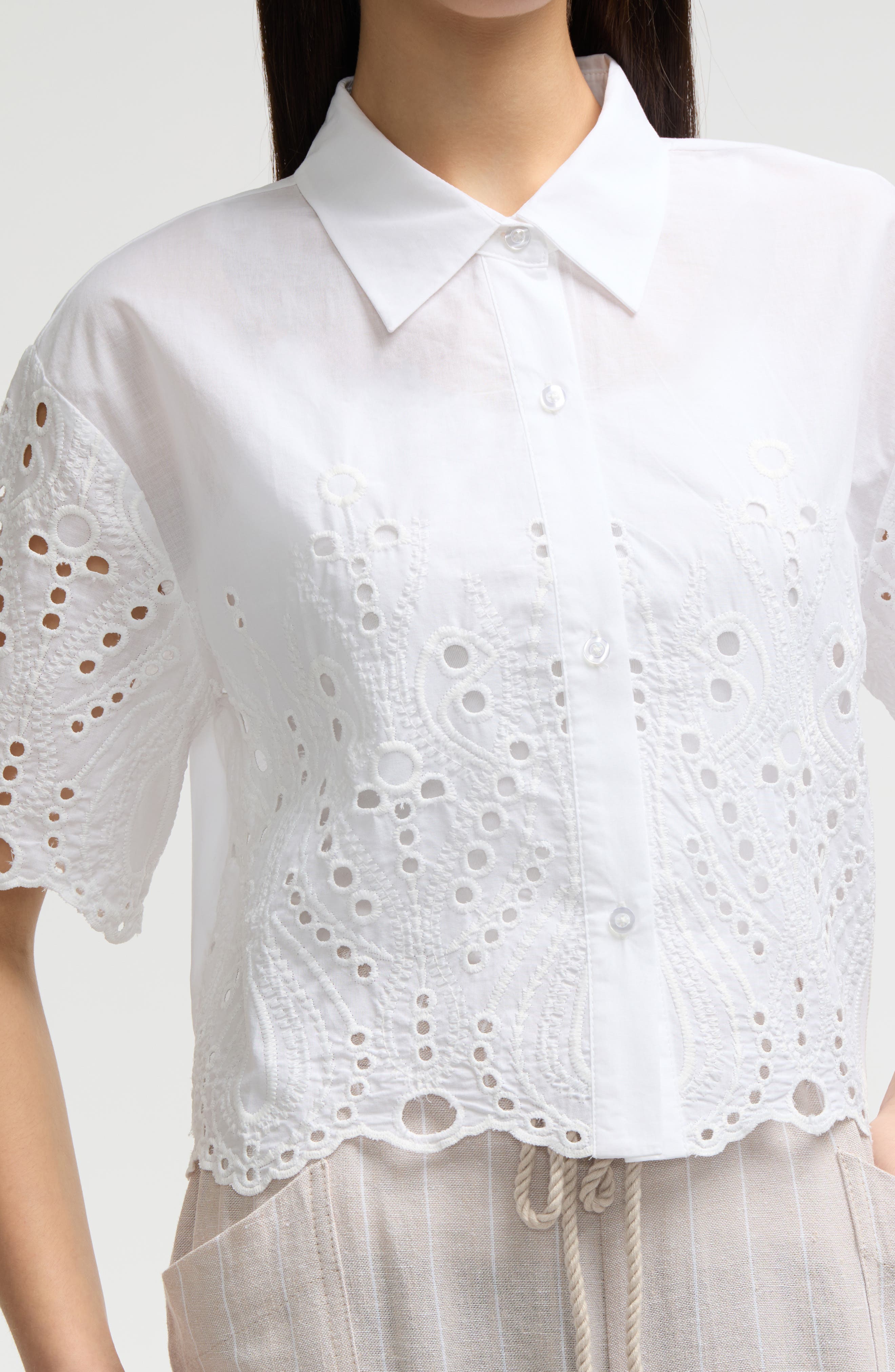 Short Sleeve Eyelet Shirt main image 1