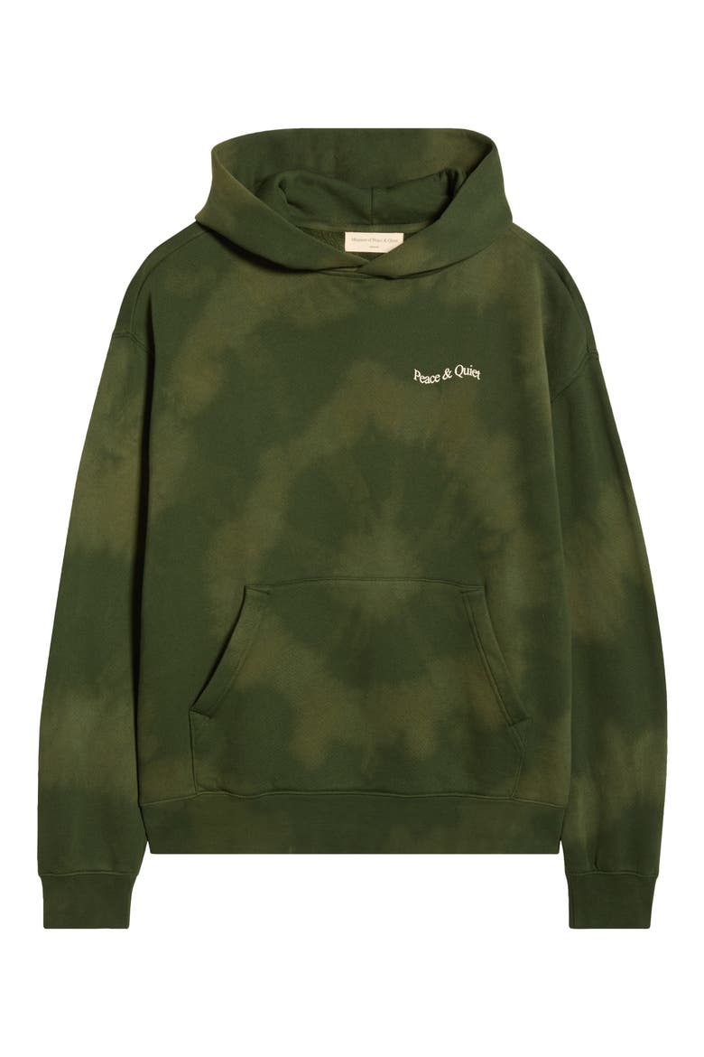 Wordmark Tie Dye Cotton Hoodie, Alternate, color, FOREST