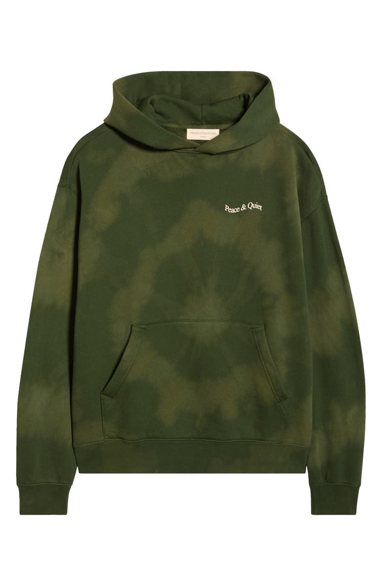 Museum of Peace & Quiet Wordmark Tie Dye Cotton Hoodie, Alternate, color, Forest