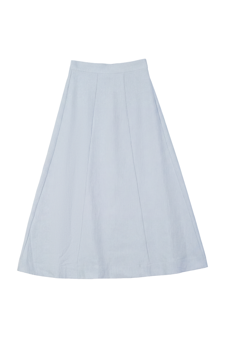 Crinkle Cotton Three-Panel Lined Midi Skirt, Main, color, Blue