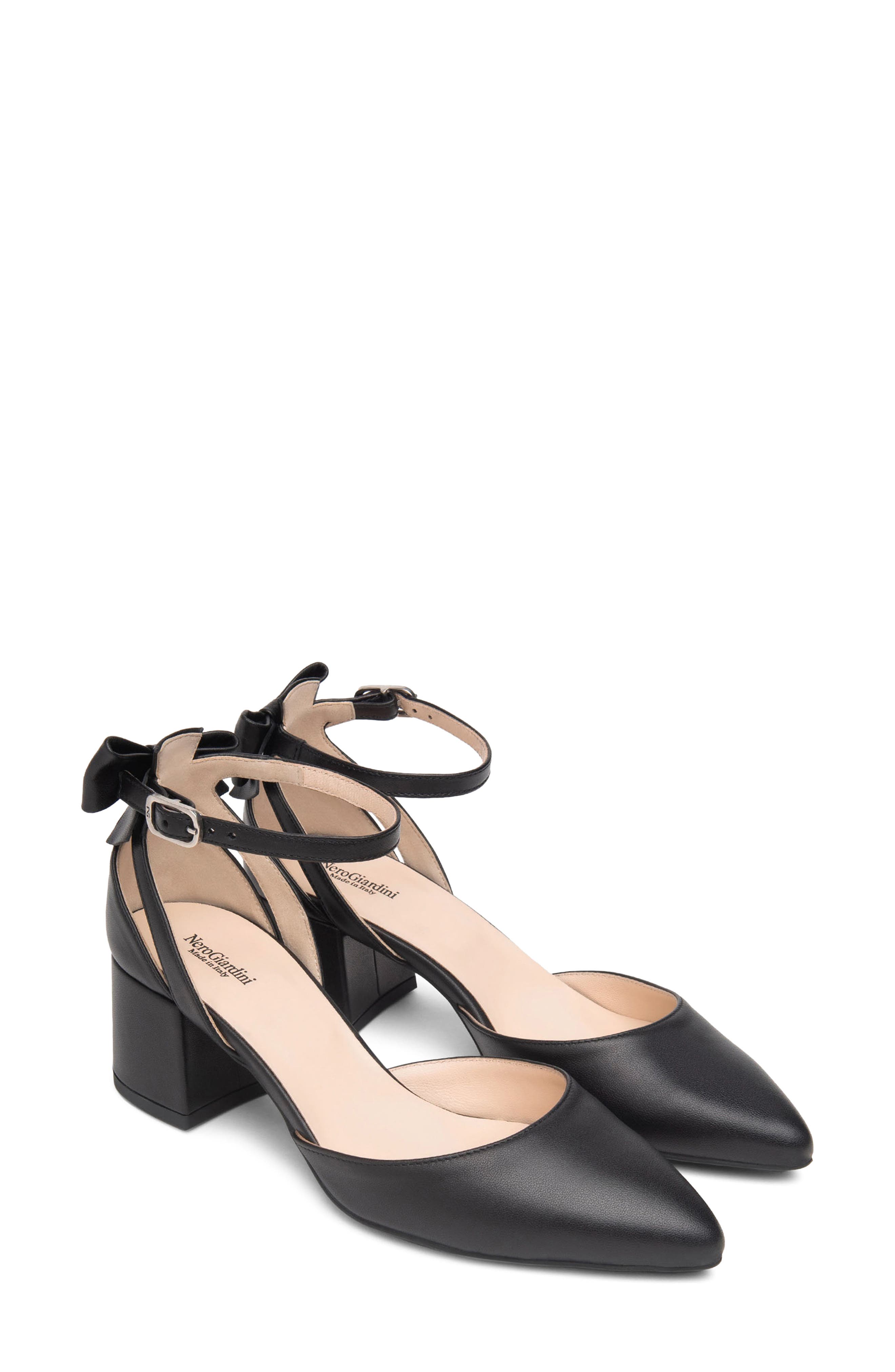 NeroGiardini Ankle Strap Pump, Main, color, Black