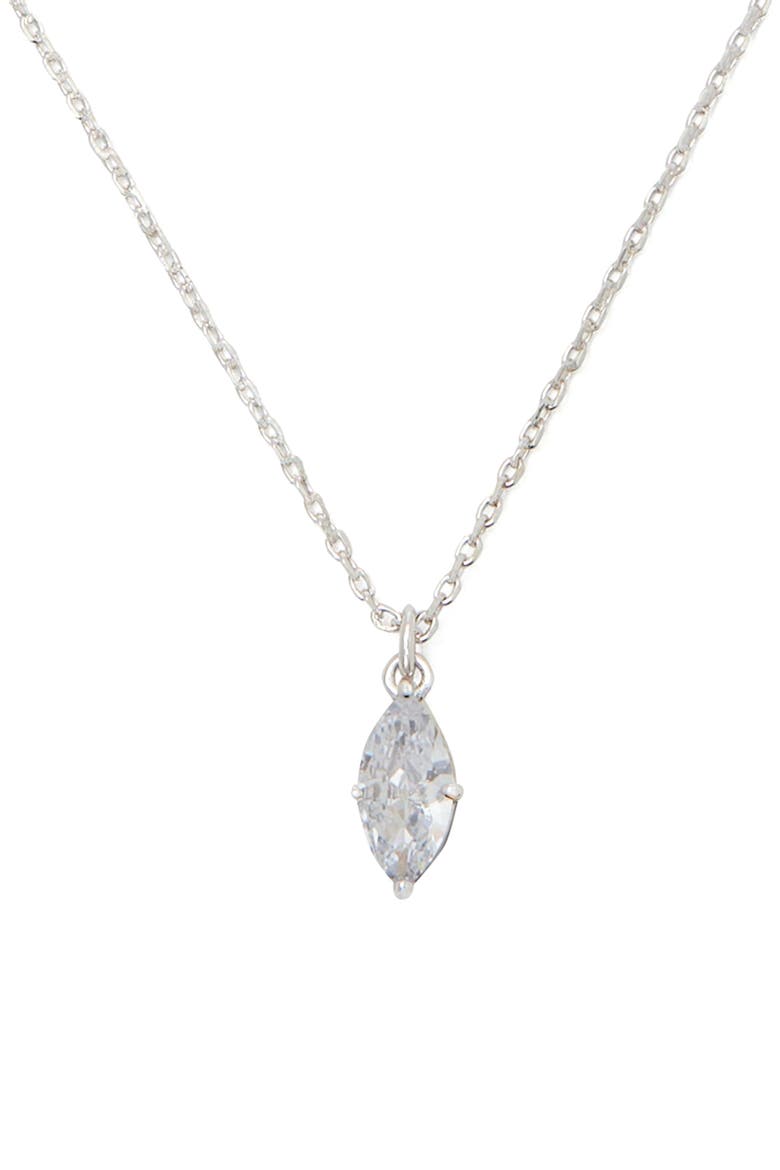 signature solitaire cubic zirconia pendant necklace, Main, color, CLEAR/ SILVER
