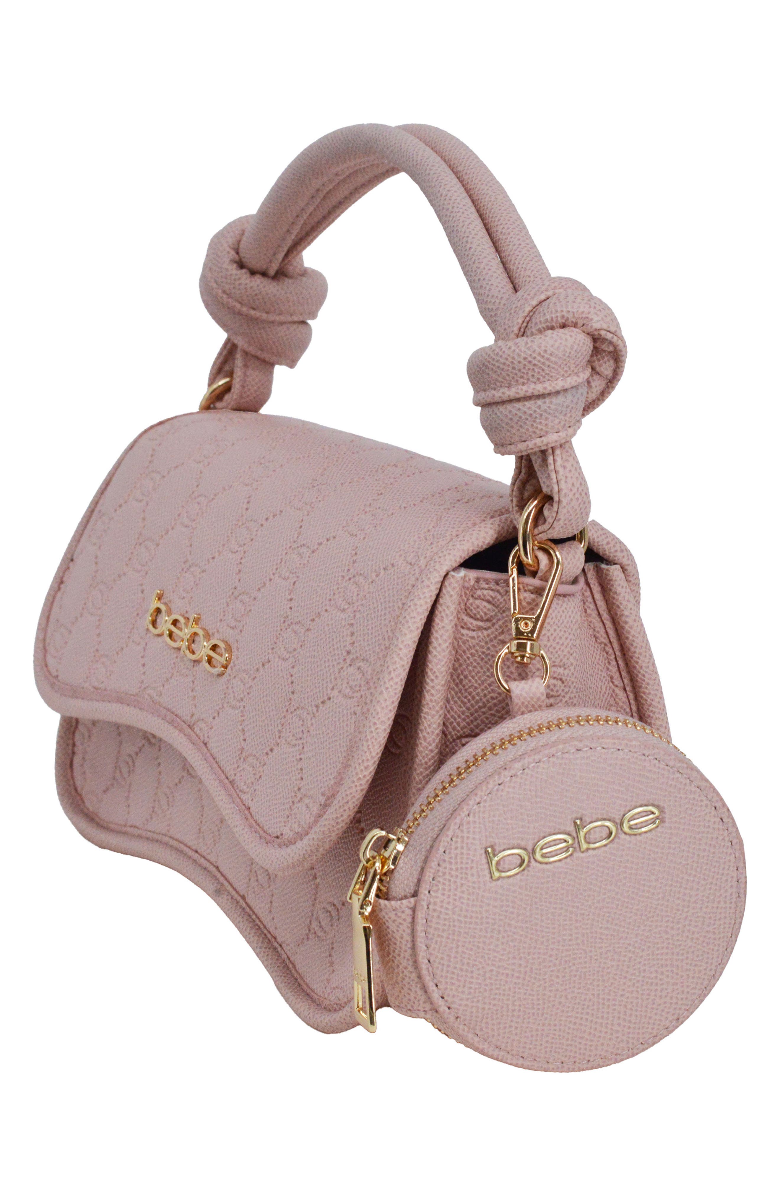 Romina Embossed Satchel with Zip Pouch, Alternate, color, POWDER PINK