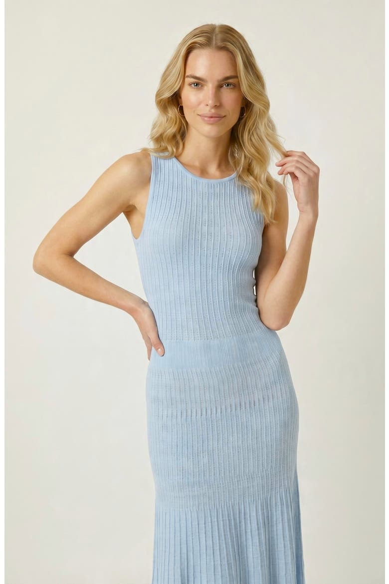 Ribbed Knit Sleeveless Midi Dress, Alternate, color, Blue
