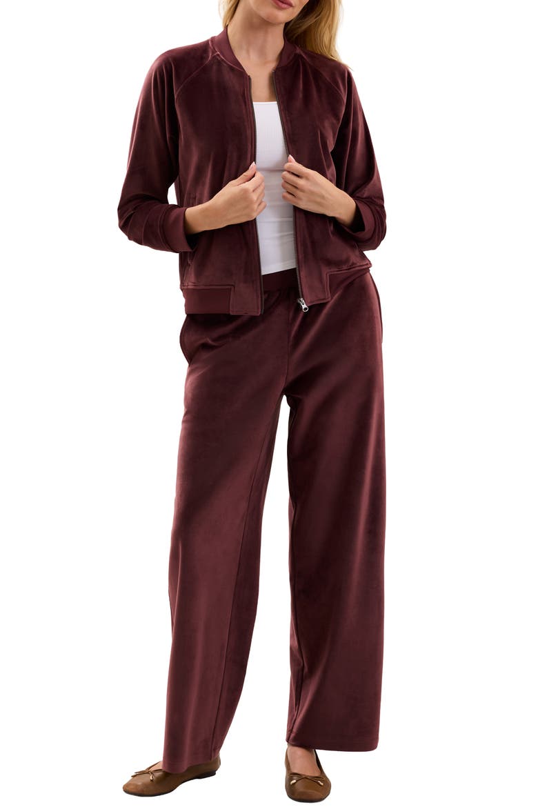 Velvet Bomber Jacket, Alternate, color, DEEP GARNET