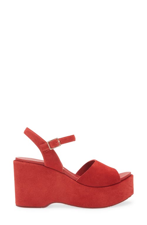 Pedro Garcia Danila Ankle Strap Platform Wedge Sandal In Poppy Castoro
