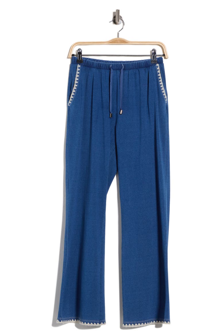 Blanket Stitch Knit Denim Pants, Main, color, MEDIUM WASH WITH BONE STITCH