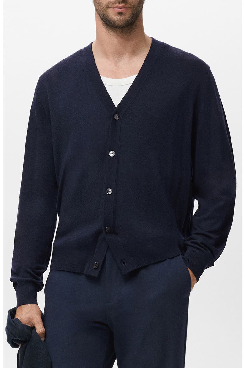 Solid Wool Cardigan, Main, color, NAVY