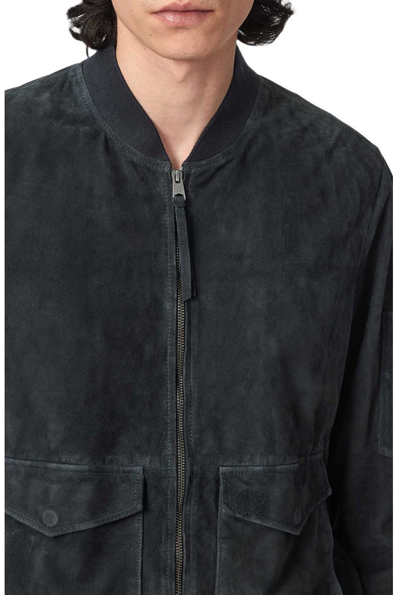 Rokko Suede Bomber Jacket, Alternate, color, NAVY BLUE