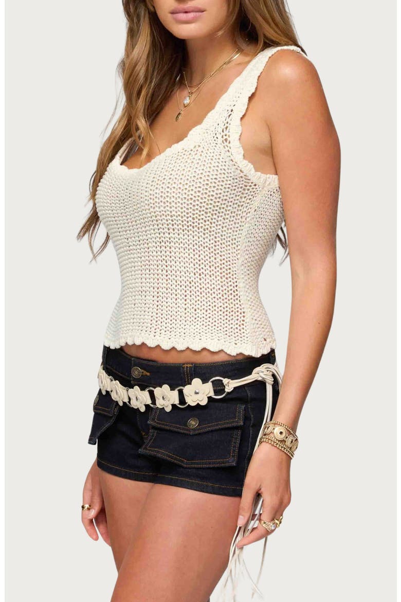 Aurelle Open Stitch Tank Top, Alternate, color, CREAM