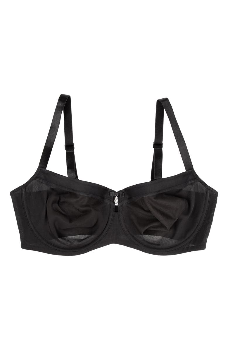 Curvy Couture Sheer Mesh Balconette Bra, Alternate, color, Black Hue