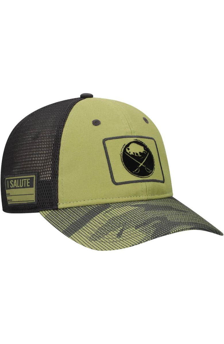 FANATICS Men's Fanatics  Olive Buffalo Sabres Military Appreciation Trucker Adjustable Hat, Main, color, 