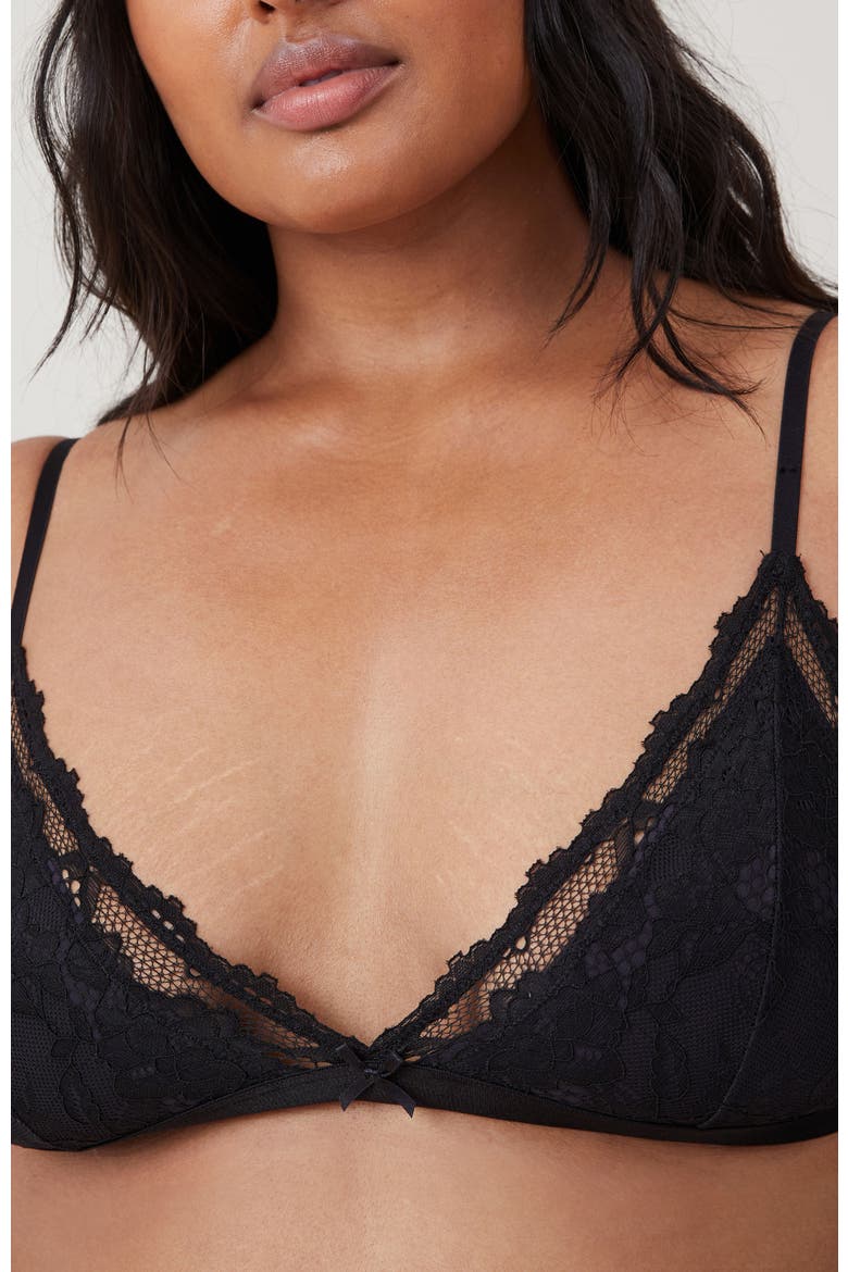 Women's Everyday Lace Triangle Padded Bralette, Alternate, color, Black