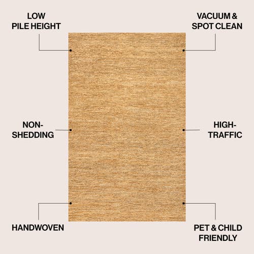 Jonathan Y Griffin Rustic Farmhouse Woven Jute Solid Area Rug In Gold