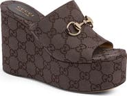 Gucci Carmen Horsebit GG Monogram Platform Wedge Sandal
