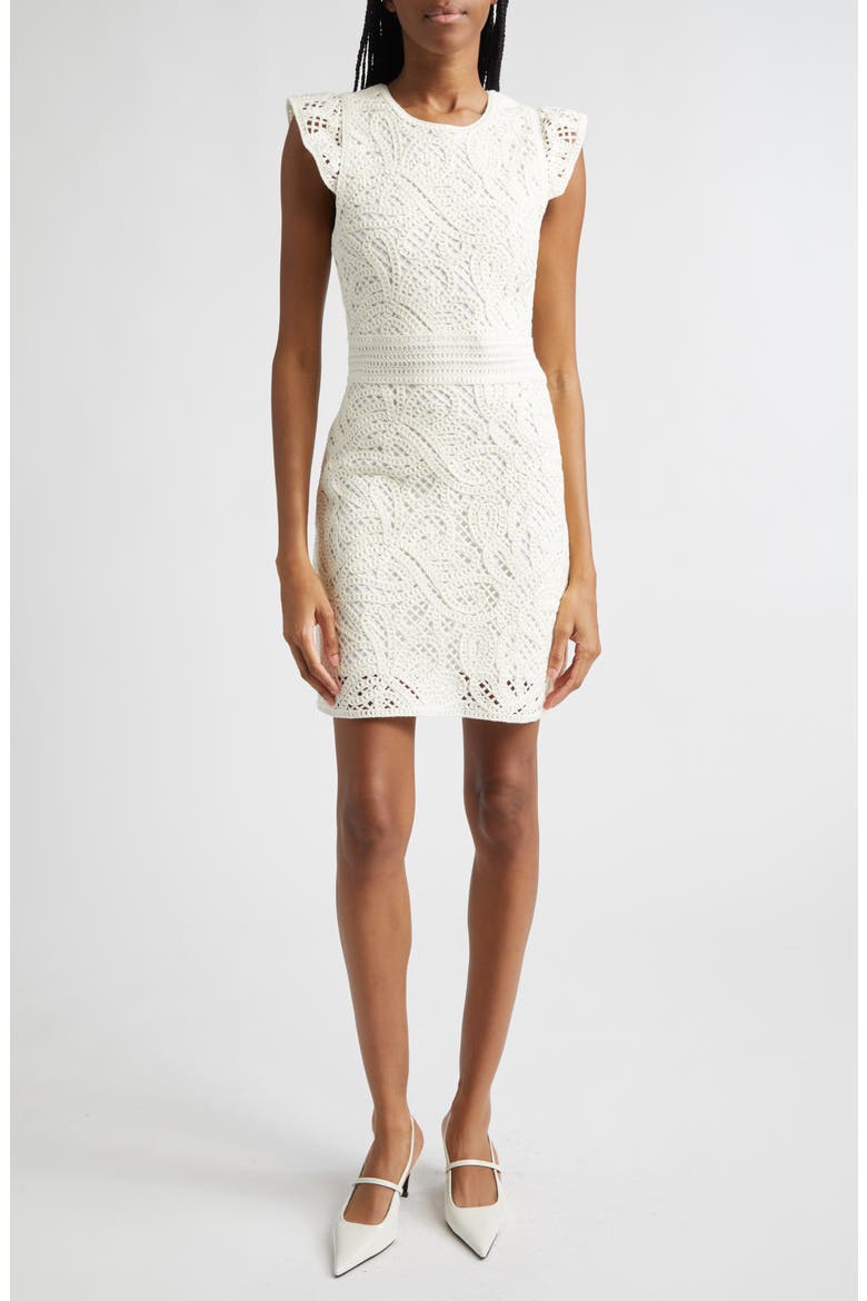 Crochet Sheath Dress, Main, color, SOLID WHITE