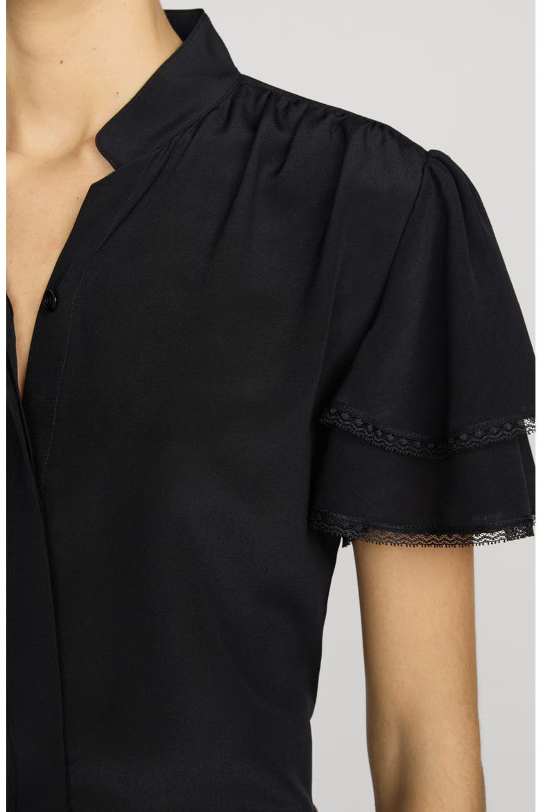 Arcadia Layered Ruffle Silk Top, Alternate, color, BLACK