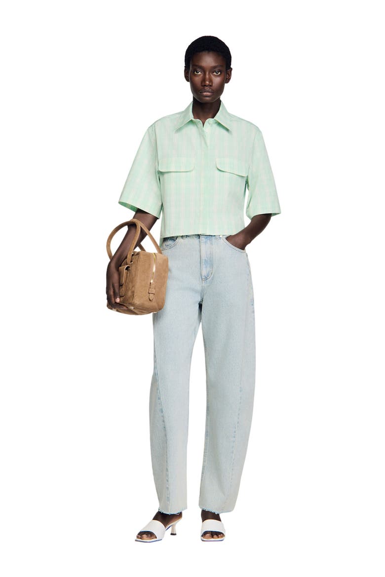 Short checked shirt, Alternate, color, Green / ecru