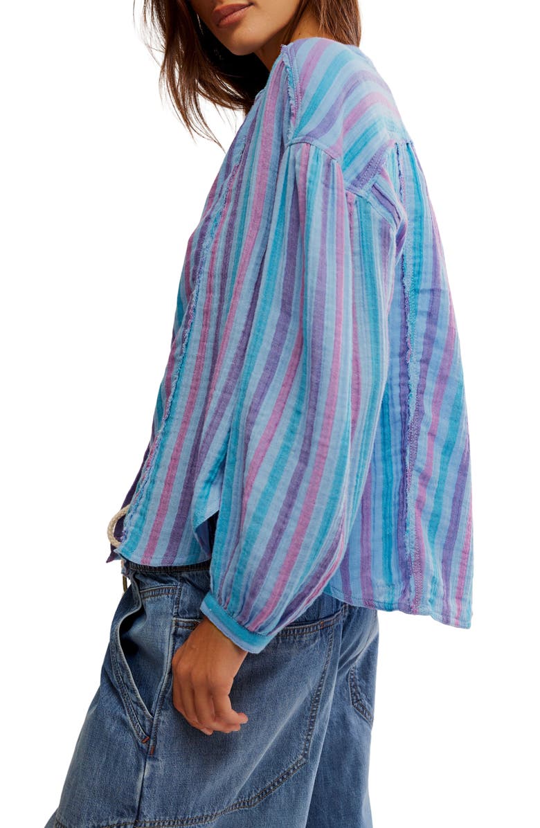 Free People Valley Stripe Double Cloth Button-Up Shirt, Alternate, color,