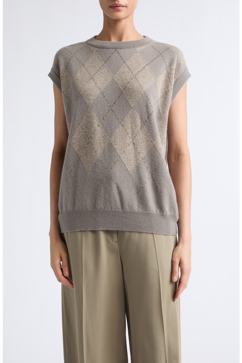 Clan Argyle Plaid Cashmere Sweater Vest, Main, color, POWDERED STONE COLOURWAY