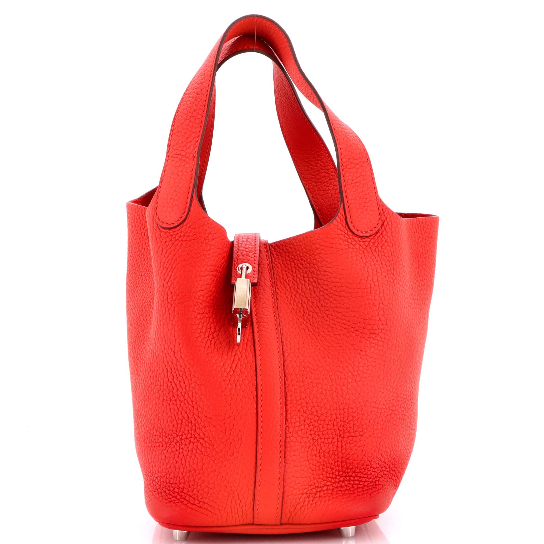 Pre-Owned Hermes Picotin Lock Bag Clemence PM, Main, color, Rouge Tomate