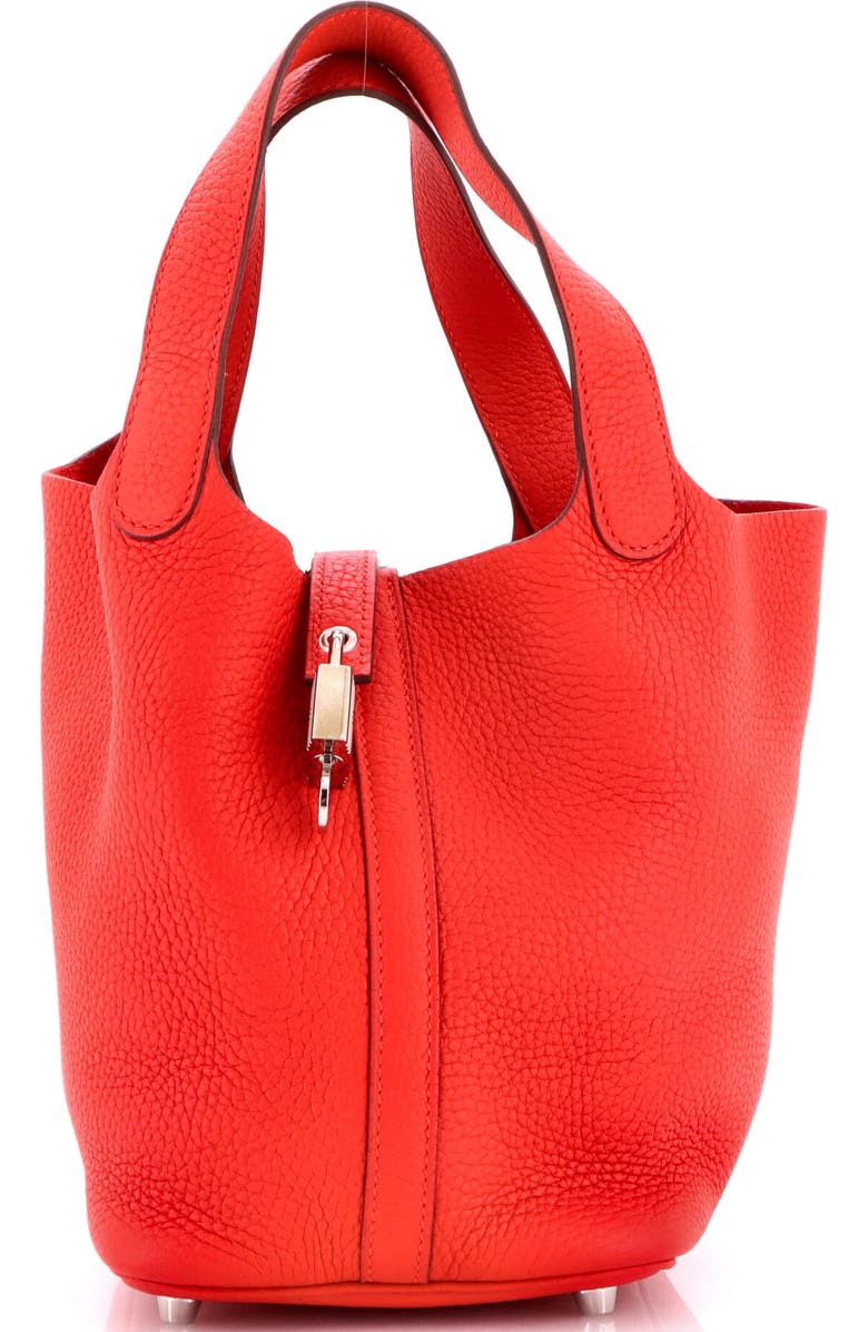 Pre-Owned Hermes Picotin Lock Bag Clemence PM, Main, color, Rouge Tomate