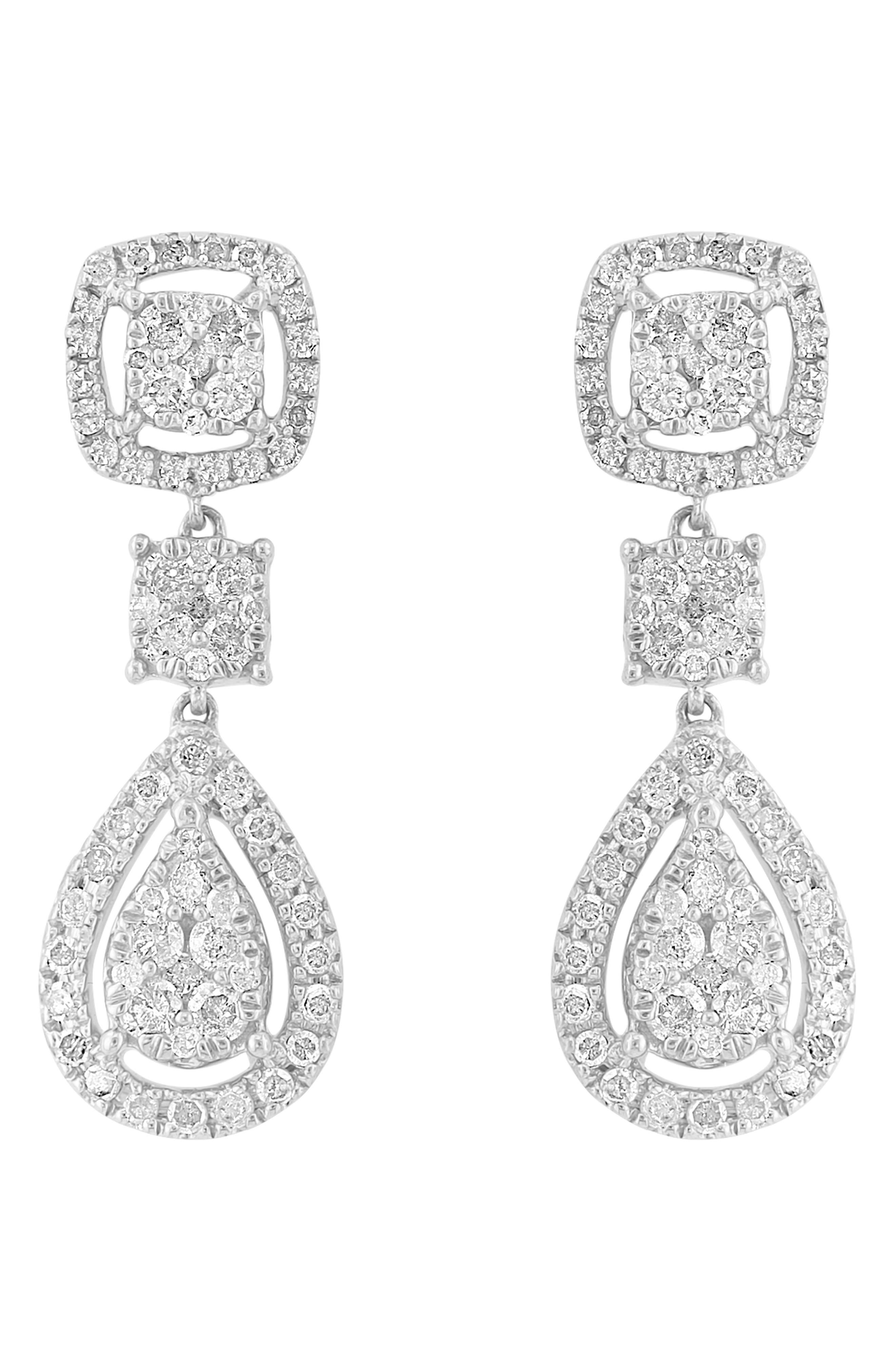 EFFY Sterling Silver Pavé Diamond Drop Earrings