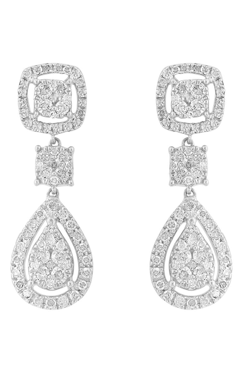 EFFY Sterling Silver Pavé Diamond Drop Earrings, Main, color, Silver