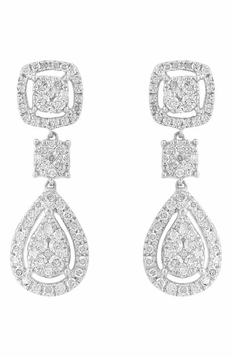 EFFY Sterling Silver Pavé Diamond Drop Earrings