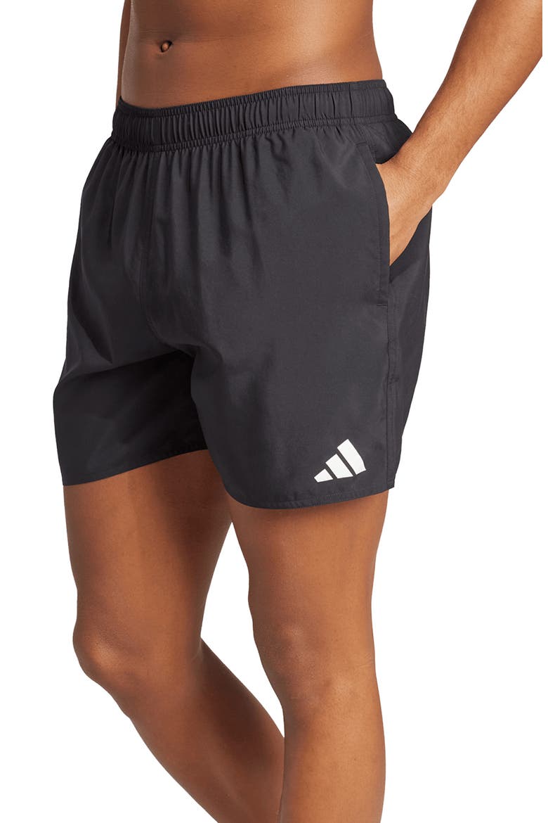 Essentials Swim Trunks, Main, color, BLACK/ WHITE