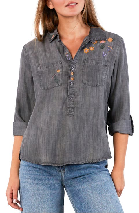 Floral & Flawless Embroidered Denim Shirt