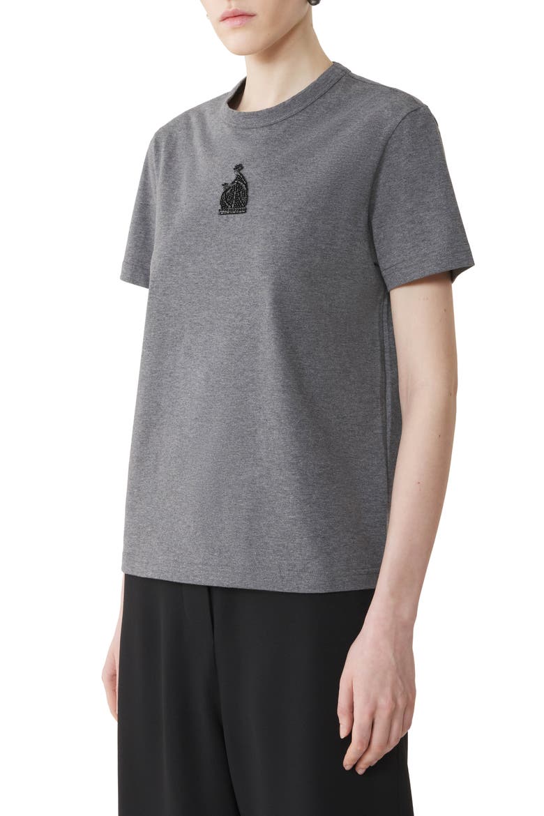 Mother And Daughter Embroidered Jersey T-Shirt, Alternate, color, Dark Grey Melange